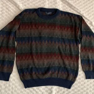 Vintage Patterned Chunky Knit Grandpa Sweater